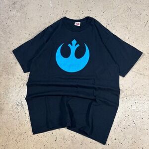 Star Wars Rebel Alliance Graphic T-Shirt Mens Medium Black Blue Logo Tee